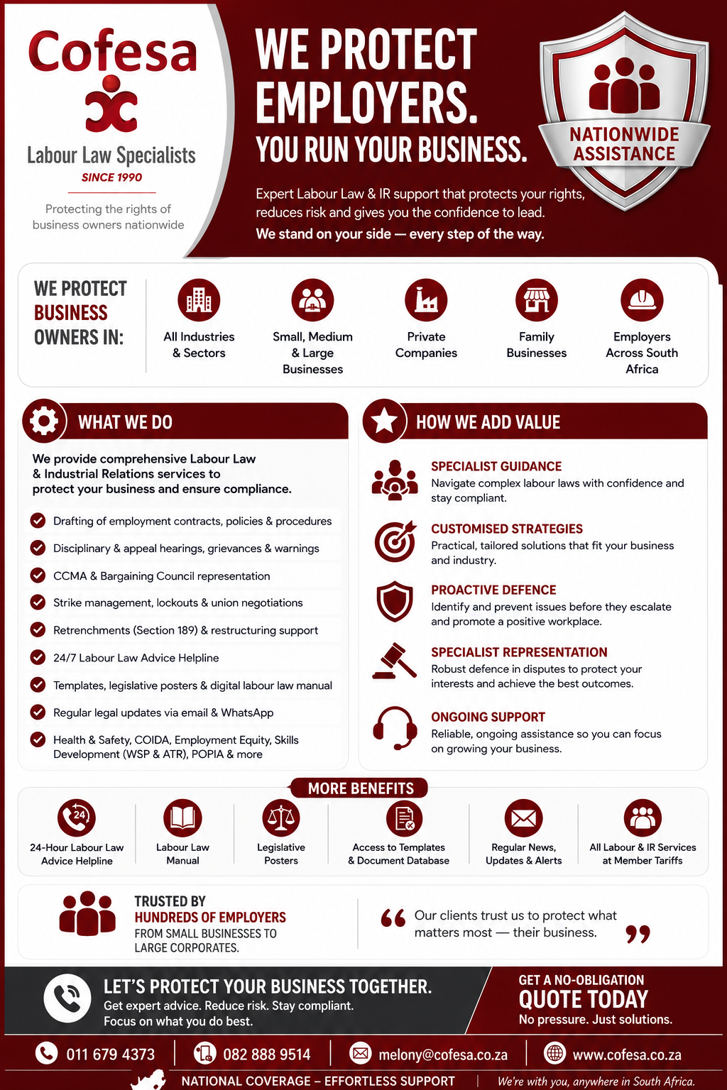 Cofesa Labour Law-We protect employers in SA